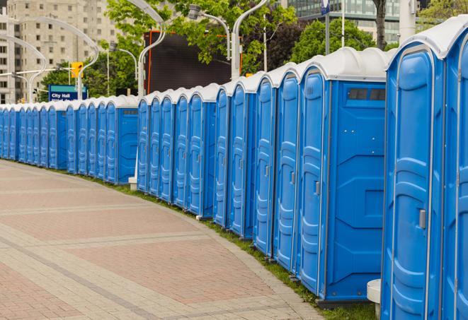 Seasonal porta potty units set up at a Moses Lake, Washington venue